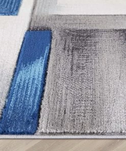 Well Woven Louisa Blue Modern Geometric Boxes 3D Textured Rug