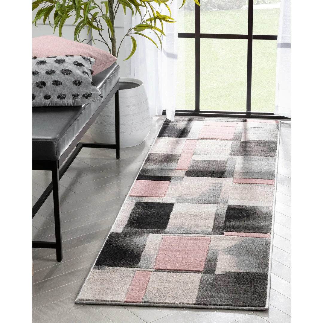 Well Woven Louisa Blush Pink Modern Geometric Boxes 3D Textured Rug 12 Well Woven Louisa Blush Pink Modern Geometric Boxes 3D Textured Rug