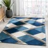 Well Woven Nora Blue Modern Geometric Stripes 3D Textured Rug