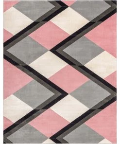 Well Woven Nora Blush Pink Modern Geometric Stripes 3D Textured Rug