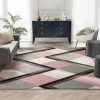 Well Woven Nora Blush Pink Modern Geometric Stripes 3D Textured Rug