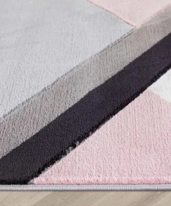 Well Woven Nora Blush Pink Modern Geometric Stripes 3D Textured Rug