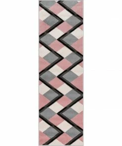 Well Woven Nora Blush Pink Modern Geometric Stripes 3D Textured Rug