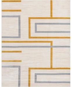 Well Woven Fiona Gold Modern Geometric Lines 3D Textured Rug