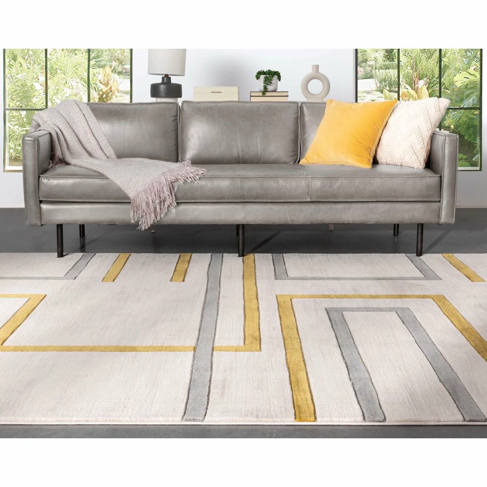 Well Woven Fiona Gold Modern Geometric Lines 3D Textured Rug 6 Well Woven Fiona Gold Modern Geometric Lines 3D Textured Rug