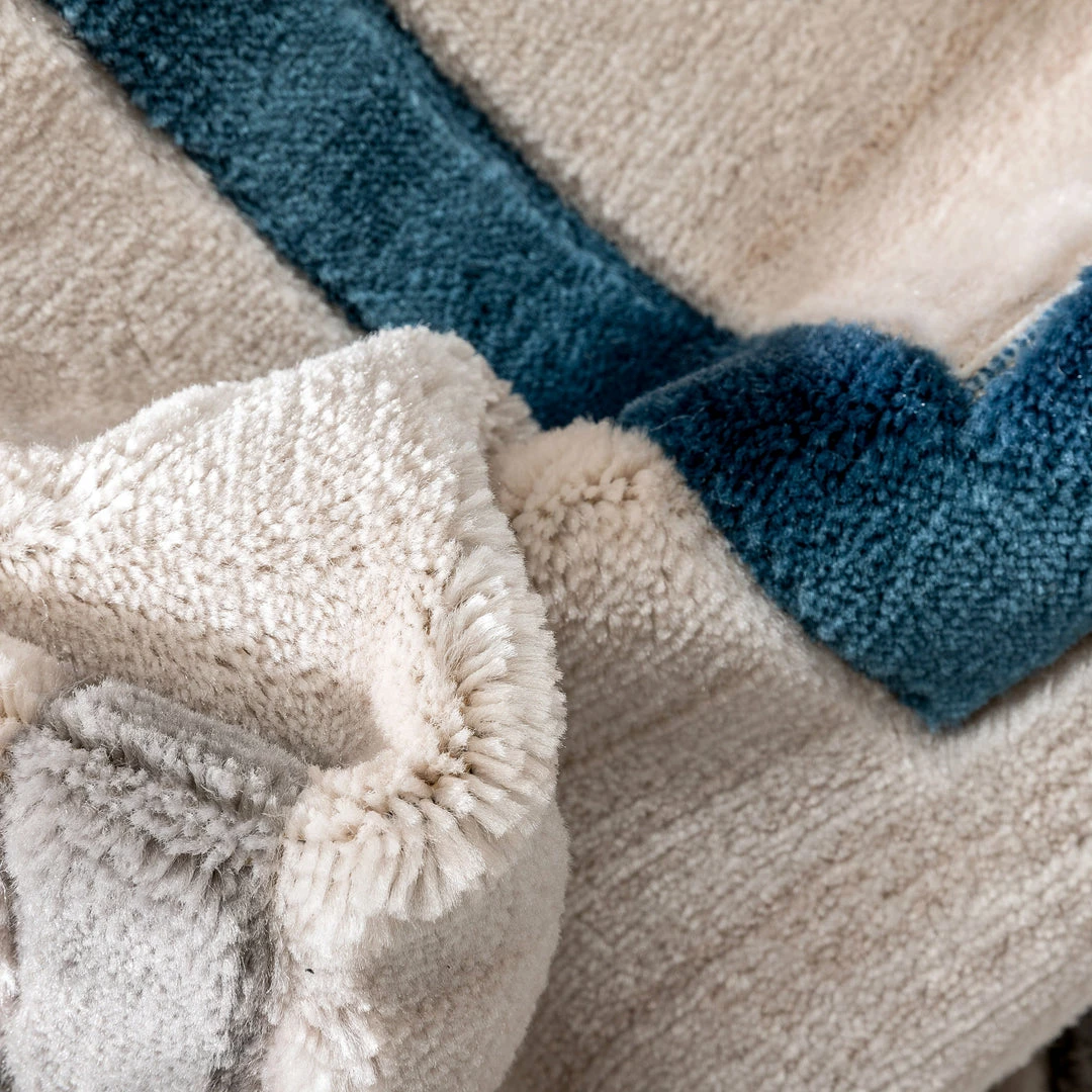 Well Woven Fiona Blue Modern Geometric Lines 3D Textured Rug 3 Well Woven Fiona Blue Modern Geometric Lines 3D Textured Rug