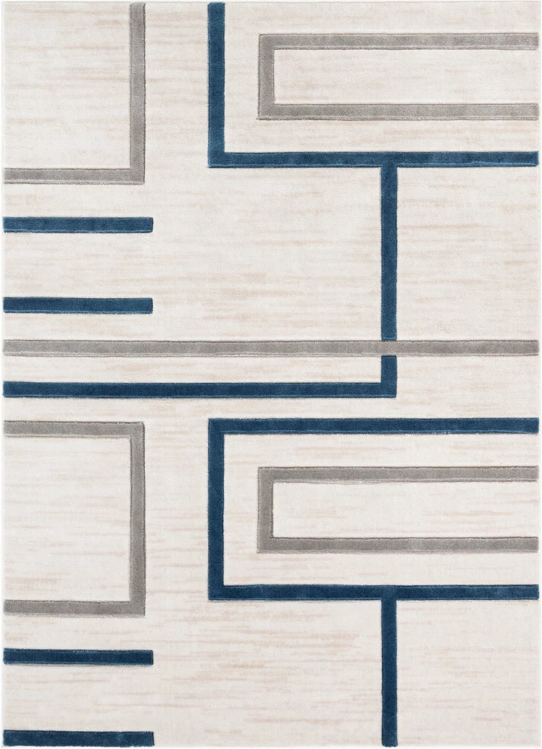 Well Woven Fiona Blue Modern Geometric Lines 3D Textured Rug 2 Well Woven Fiona Blue Modern Geometric Lines 3D Textured Rug