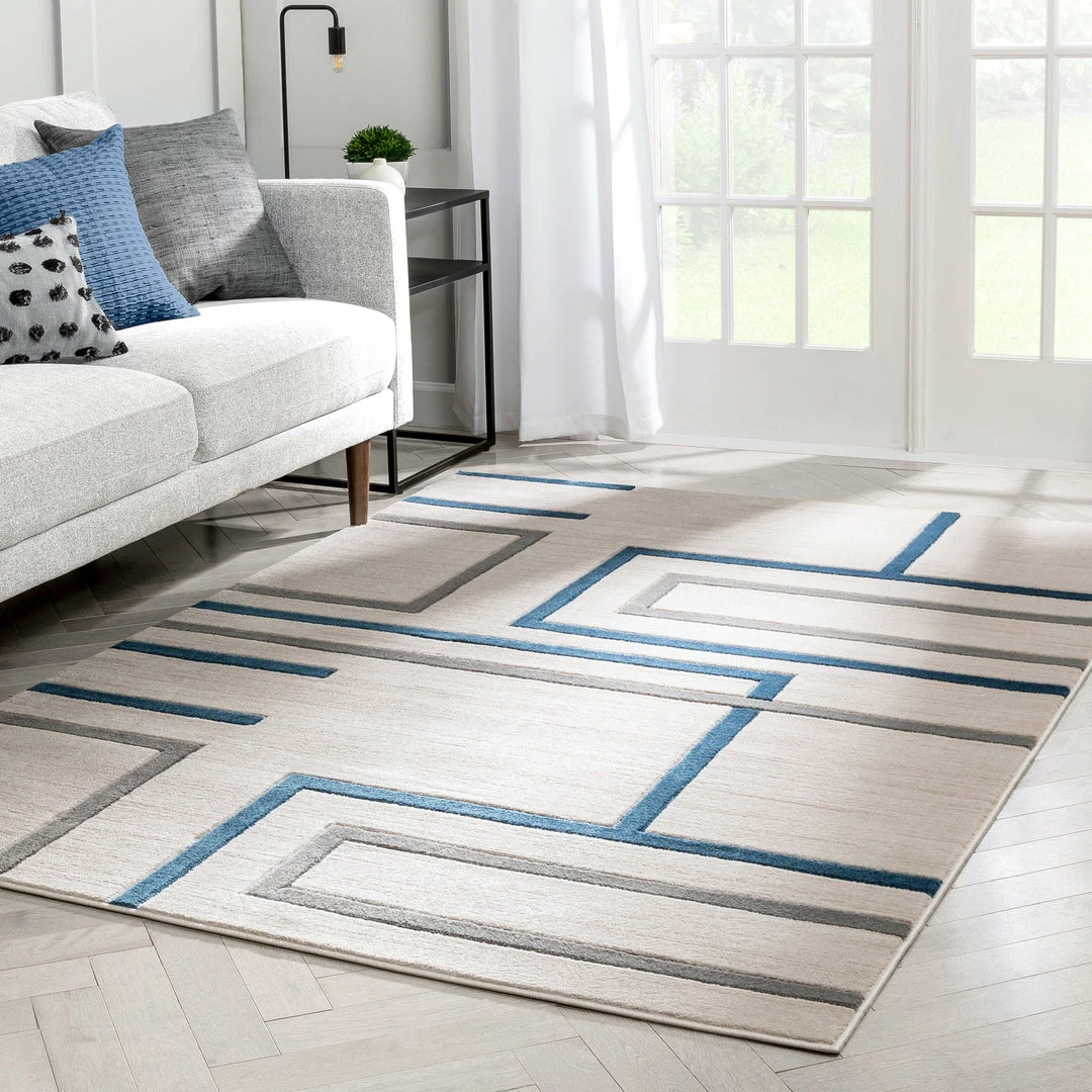 Well Woven Fiona Blue Modern Geometric Lines 3D Textured Rug 7 Well Woven Fiona Blue Modern Geometric Lines 3D Textured Rug
