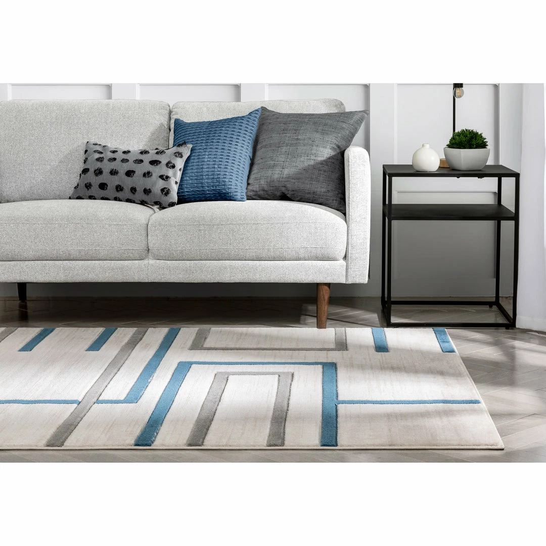 Well Woven Fiona Blue Modern Geometric Lines 3D Textured Rug 8 Well Woven Fiona Blue Modern Geometric Lines 3D Textured Rug