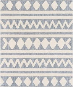 Well Woven Zara Tribal Moroccan Diamond Pattern Light Blue Looped Pile Rug