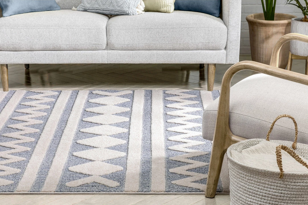 Well Woven Zara Tribal Moroccan Diamond Pattern Light Blue Looped Pile Rug 6 Well Woven Zara Tribal Moroccan Diamond Pattern Light Blue Looped Pile Rug