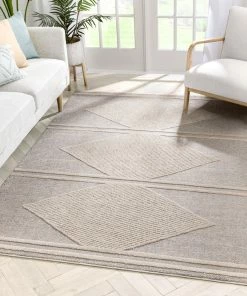 Well Woven Evie Tribal Diamond Medallion Pattern Beige Looped Pile Rug Global