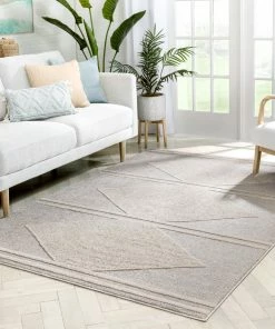 Well Woven Evie Tribal Diamond Medallion Pattern Beige Looped Pile Rug Global