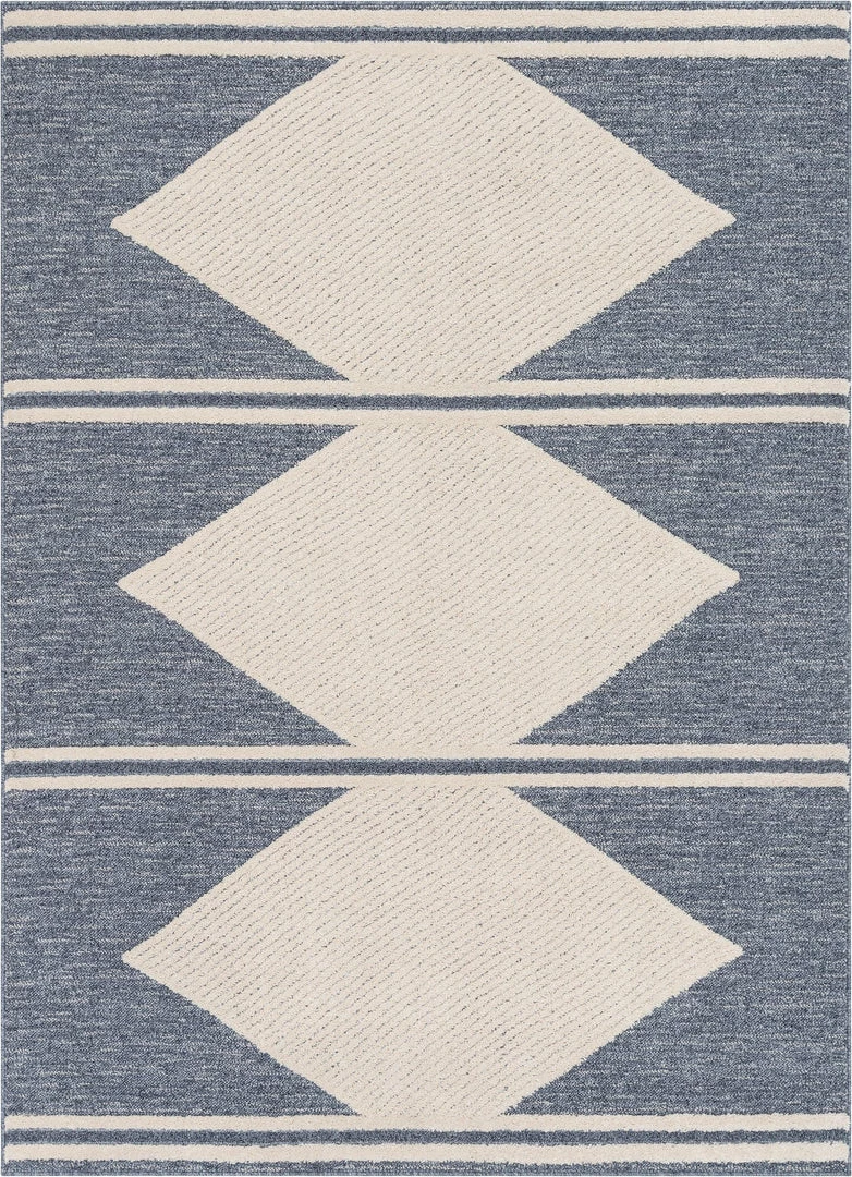 Well Woven Evie Tribal Diamond Medallion Pattern Blue Looped Pile Rug Global 2 Well Woven Evie Tribal Diamond Medallion Pattern Blue Looped Pile Rug Global