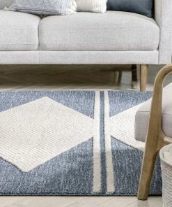 Well Woven Evie Tribal Diamond Medallion Pattern Blue Looped Pile Rug Global 14 Well Woven Evie Tribal Diamond Medallion Pattern Blue Looped Pile Rug Global