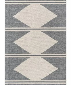 Well Woven Evie Tribal Diamond Medallion Pattern Grey Looped Pile Rug
