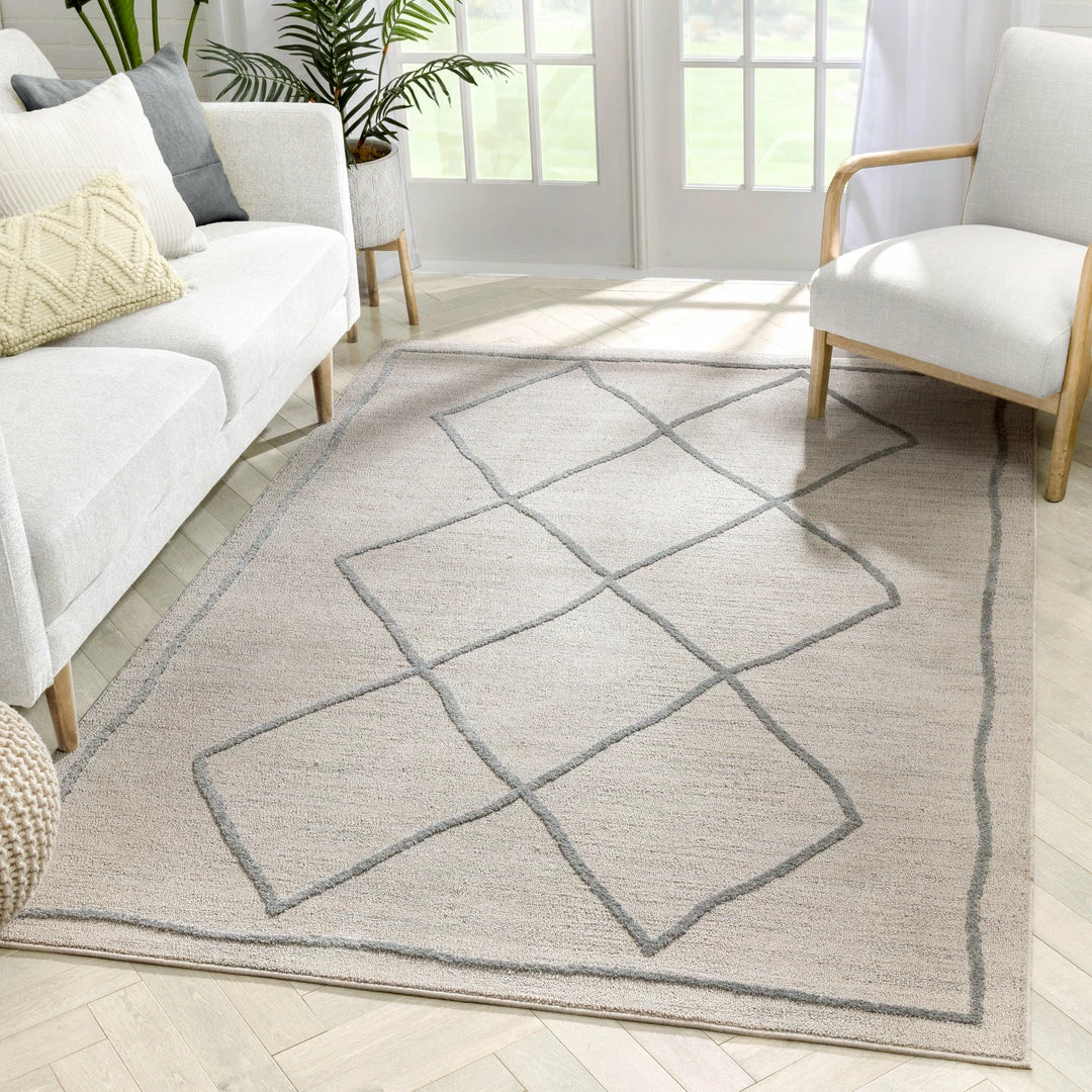 Well Woven Global Cora Moroccan Lattice Trellis Beige Looped Pile Rug 1 Well Woven Global Cora Moroccan Lattice Trellis Beige Looped Pile Rug