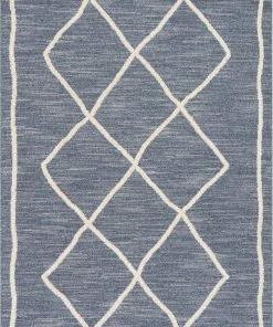 Well Woven Cora Moroccan Lattice Trellis Blue Looped Pile Rug