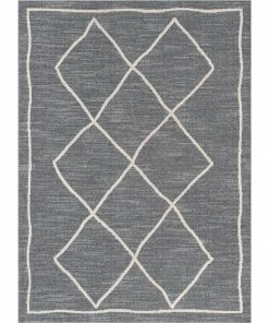 Well Woven Cora Moroccan Lattice Trellis Grey Looped Pile Rug Global