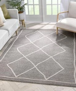 Well Woven Cora Moroccan Lattice Trellis Taupe Looped Pile Rug Global