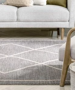 Well Woven Cora Moroccan Lattice Trellis Taupe Looped Pile Rug Global