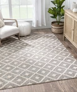 Well Woven Global Ailey Moroccan Lattice Trellis Ivory Looped Pile Rug
