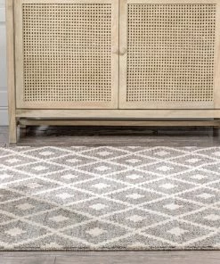 Well Woven Global Ailey Moroccan Lattice Trellis Ivory Looped Pile Rug