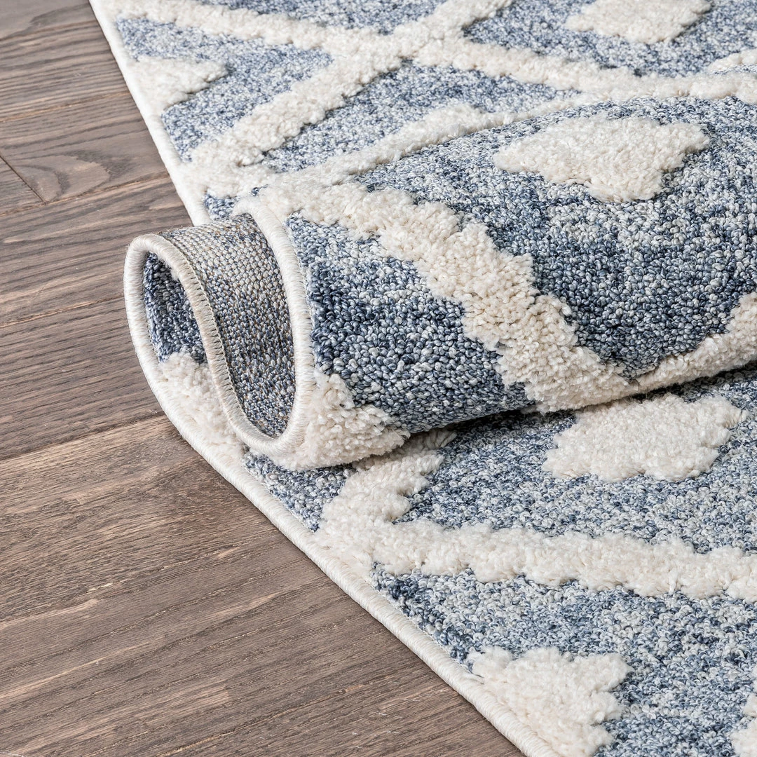 Well Woven Ailey Moroccan Lattice Trellis Blue Looped Pile Rug 9 Well Woven Ailey Moroccan Lattice Trellis Blue Looped Pile Rug