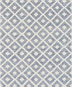 Well Woven Ailey Moroccan Lattice Trellis Blue Looped Pile Rug