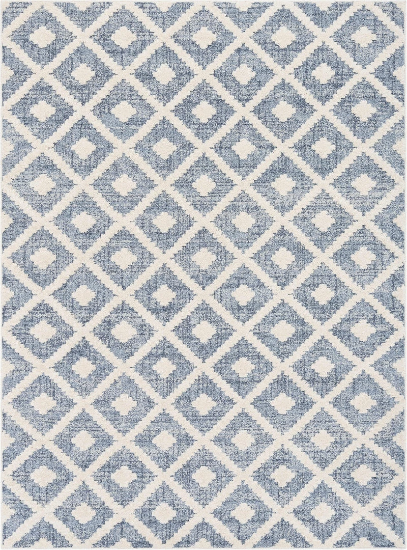 Well Woven Ailey Moroccan Lattice Trellis Blue Looped Pile Rug 2 Well Woven Ailey Moroccan Lattice Trellis Blue Looped Pile Rug