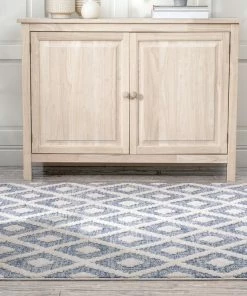 Well Woven Ailey Moroccan Lattice Trellis Blue Looped Pile Rug 14 Well Woven Ailey Moroccan Lattice Trellis Blue Looped Pile Rug