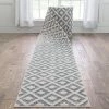 Well Woven Global Custom Size Runner Ailey Moroccan Lattice Trellis Blue Choose Your Width X Choose Your Length Hallway Runner Rug