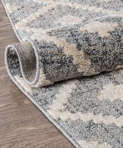 Well Woven Global Ailey Moroccan Lattice Trellis Grey Looped Pile Rug