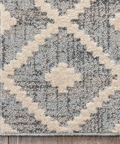 Well Woven Global Ailey Moroccan Lattice Trellis Grey Looped Pile Rug