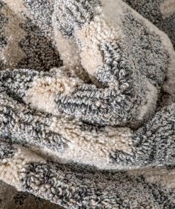 Well Woven Global Ailey Moroccan Lattice Trellis Grey Looped Pile Rug