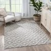 Well Woven Global Ailey Moroccan Lattice Trellis Grey Looped Pile Rug