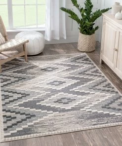 Well Woven Global Salena Southwestern Medallion Pattern Ivory Looped Pile Rug