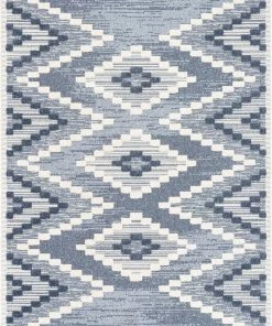 Well Woven Salena Southwestern Medallion Pattern Blue Looped Pile Rug Global
