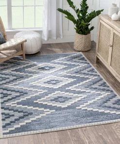 Well Woven Salena Southwestern Medallion Pattern Blue Looped Pile Rug Global