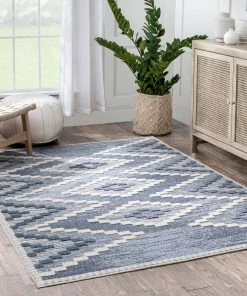Well Woven Salena Southwestern Medallion Pattern Blue Looped Pile Rug Global