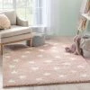 Well Woven Celestial Skies Modern Stars Pattern Pink Thick & Ultra Soft Kids Rug Shag