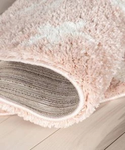 Well Woven Celestial Skies Modern Stars Pattern Pink Thick & Ultra Soft Kids Rug Shag