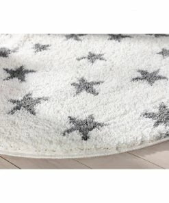 Well Woven Celestial Skies Modern Stars Pattern Ivory Grey Thick & Ultra Soft Kids Rug Shag