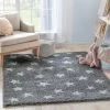 Well Woven Celestial Skies Modern Stars Pattern Grey Thick & Ultra Soft Kids Rug Grey & Silver