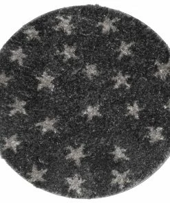 Well Woven Celestial Skies Modern Stars Pattern Grey Thick & Ultra Soft Kids Rug Grey & Silver