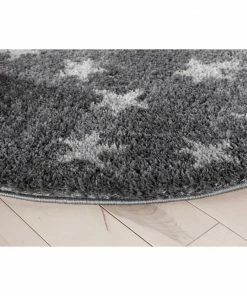 Well Woven Celestial Skies Modern Stars Pattern Grey Thick & Ultra Soft Kids Rug Grey & Silver