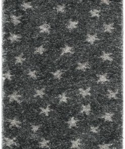 Well Woven Celestial Skies Modern Stars Pattern Grey Thick & Ultra Soft Kids Rug Grey & Silver
