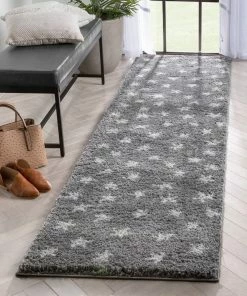 Well Woven Celestial Skies Modern Stars Pattern Grey Thick & Ultra Soft Kids Rug Grey & Silver
