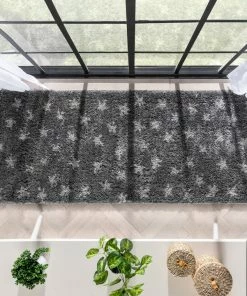 Well Woven Celestial Skies Modern Stars Pattern Grey Thick & Ultra Soft Kids Rug Grey & Silver