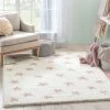Well Woven Shag Celestial Skies Modern Stars Pattern Ivory Pink Thick & Ultra Soft Kids Rug